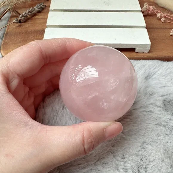 Rose Quartz Sphere - Picture 5 of 9